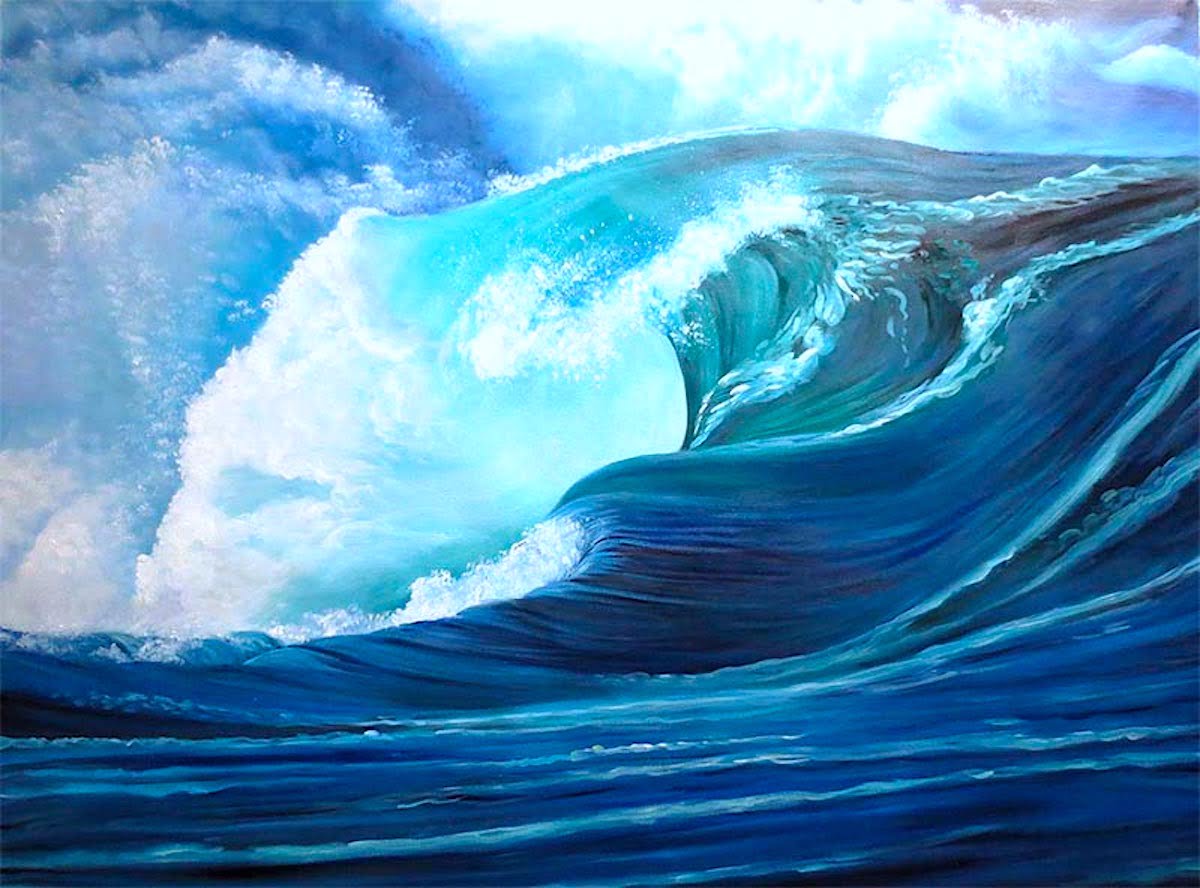 絵画 油絵 煩わし マルチアル 風景画 波